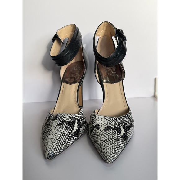 Vince Camuto Snake Print D'Orsay Pointed Toe Stiletto Pumps Ankle Strap 9.5 - Picture 2 of 11